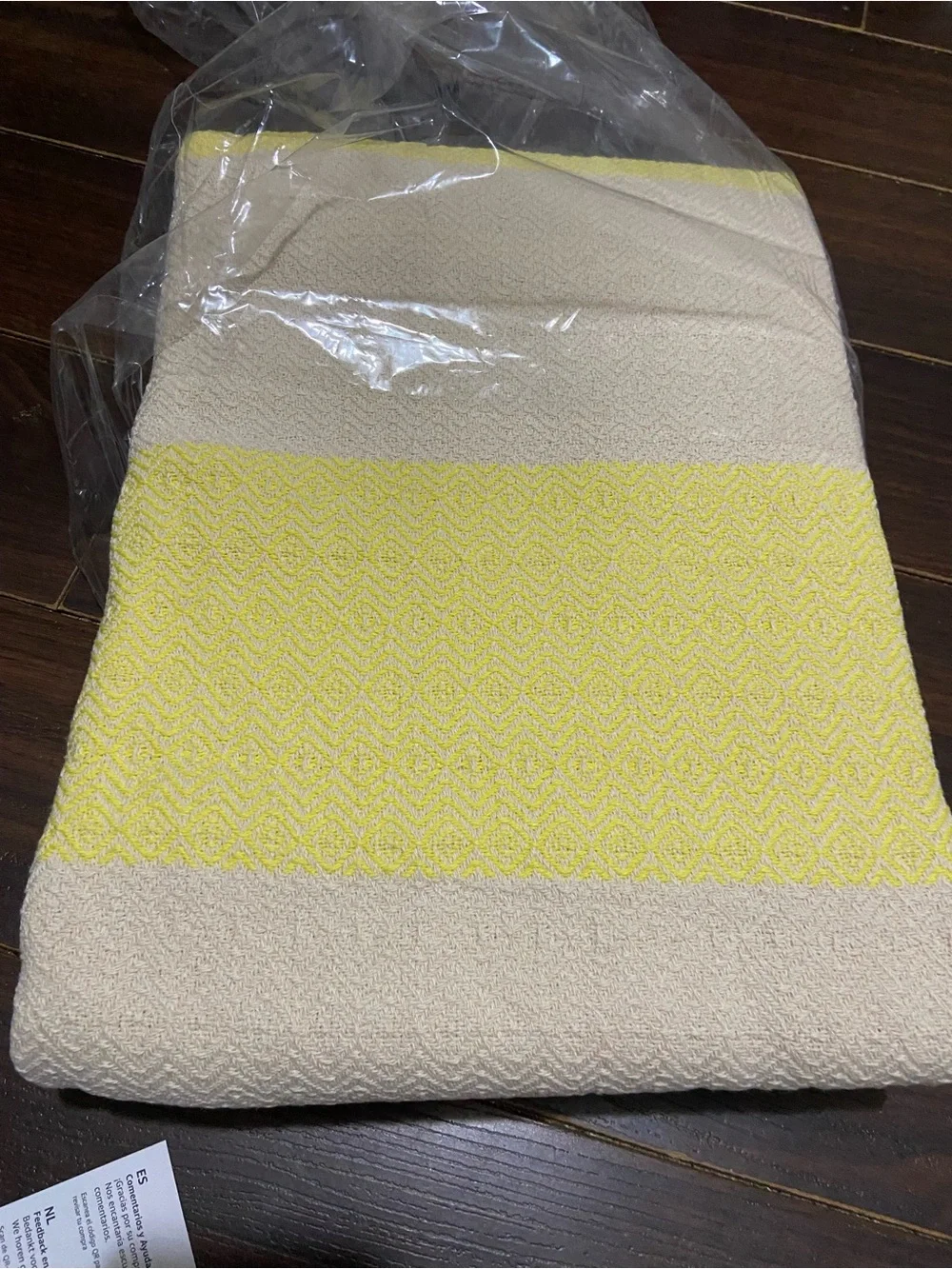 Yellow & Cream Cotton Woven With Tassels  Blanket 60 X 80”